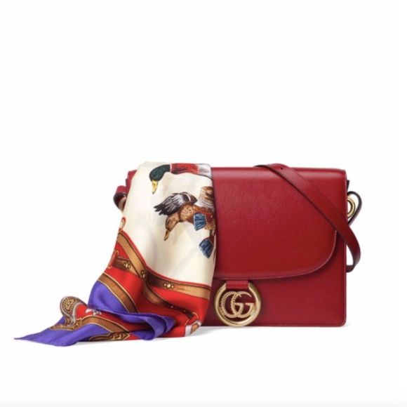 SOLD - Gucci Red Leather Shoulder Bag with Scarf - Picture 14 of 14